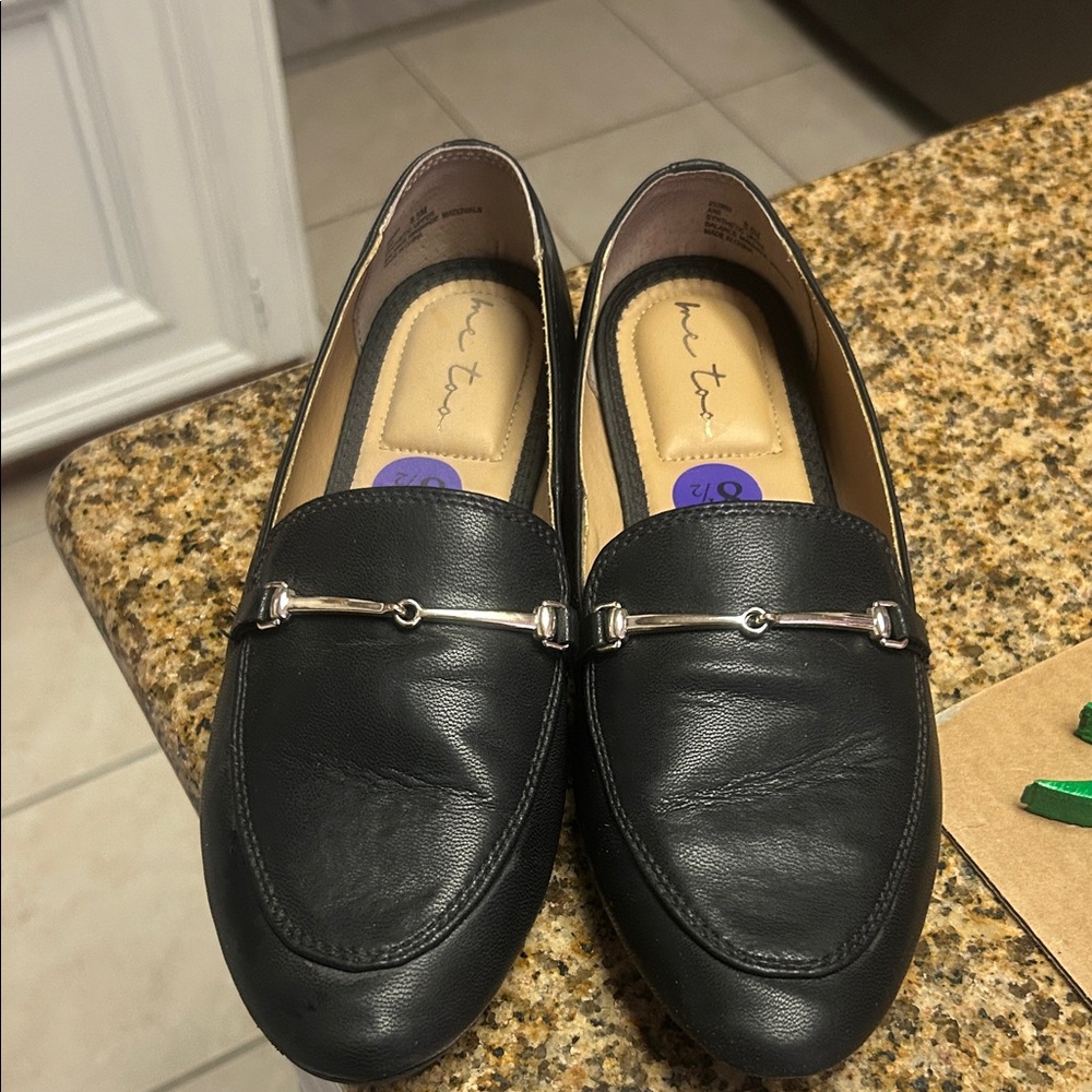 Me Too Black Loafers with Silver Accent